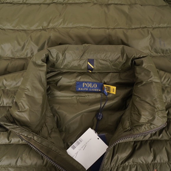 NWT Polo Ralph Lauren Olive Green Puffer Jacket with Small Orange Pony Size XL - Picture 4 of 11